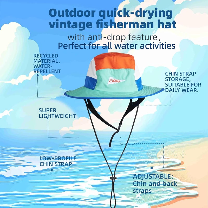 YWYLL Color-Blocked Fisherman Style Sun Hat for Outdoor Camping, Surfing & Vacations - Wide Brim, UV Protective, Anti-Slip - Image 5